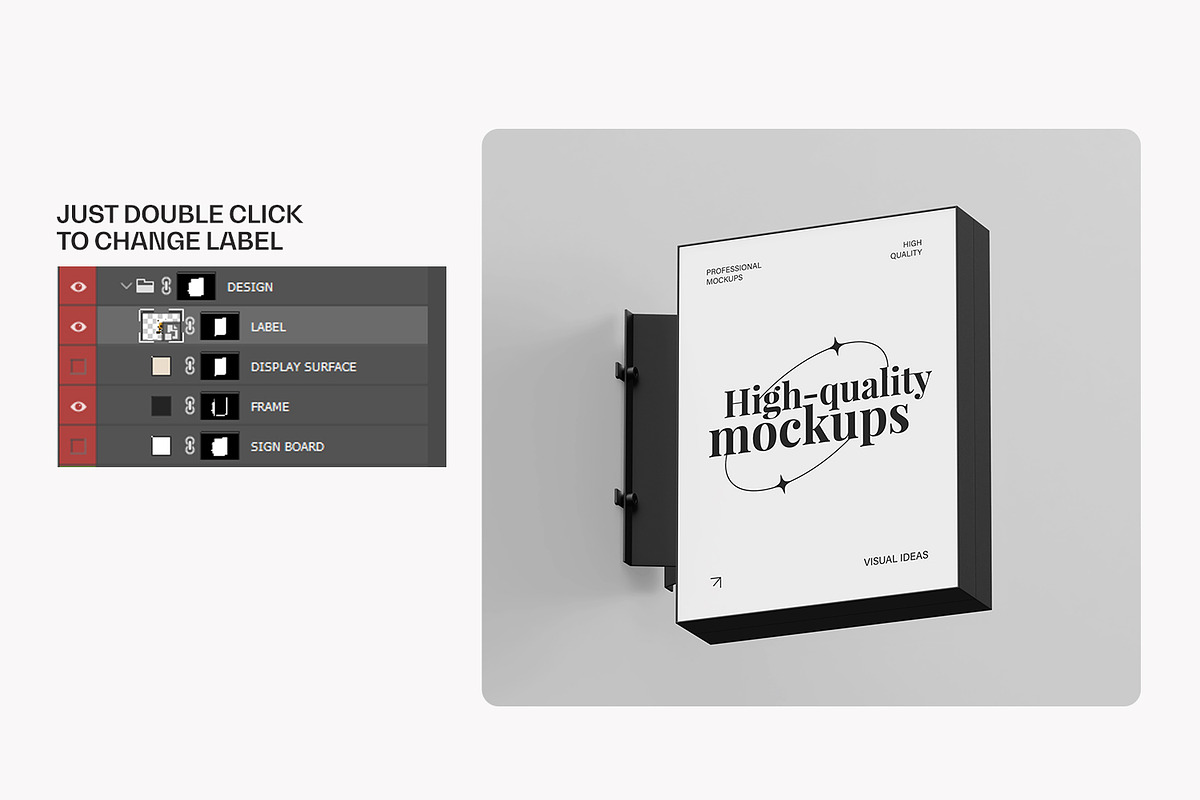 Wall Mounted Signboard Mockup Set, an Advertising Mockup by RamStudio2 (Photo 12 of 13)