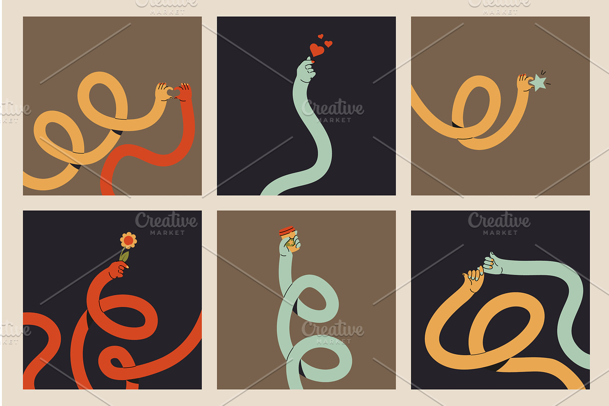 Flexible colorful gesture hands, an Object Illustration by art PVP - market