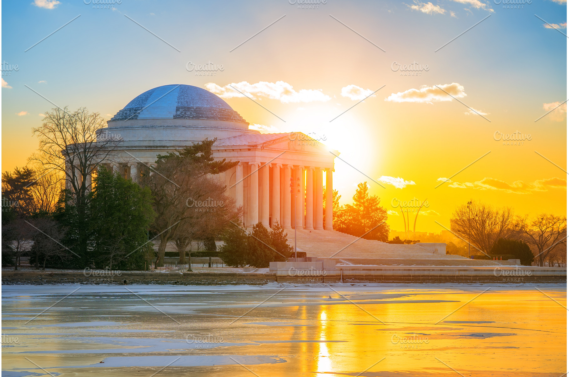 Jefferson Memorial at winter sunset, an Architecture Photo by sborisov
