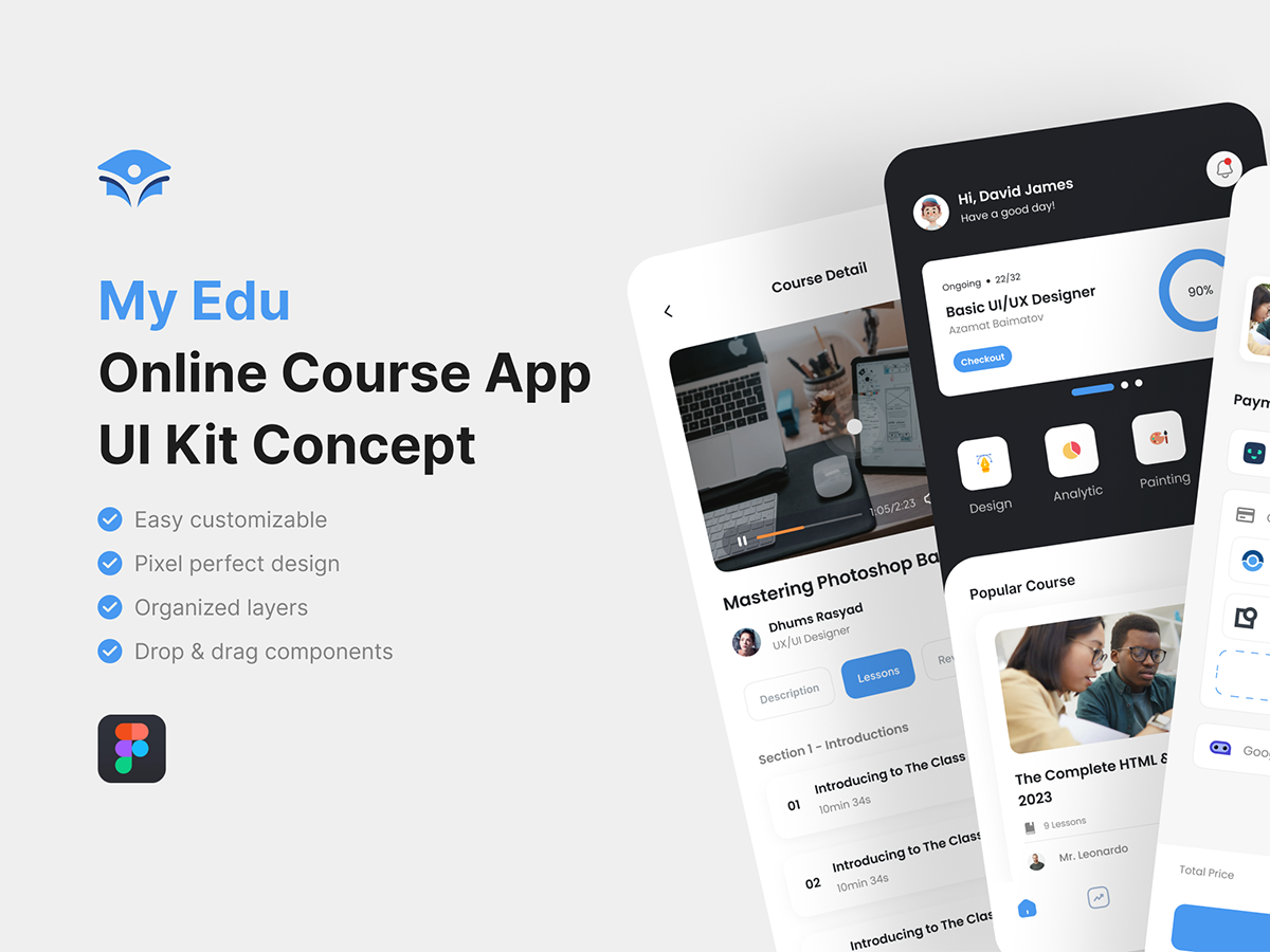 My Edu - Online Course App UI Kit, an UI Kit Template by iDoodle Studio