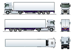 Vector Cargo Semi Truck Mockup