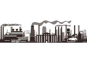 Silhouette of large industrial plant, an Illustration by Vectorbuum