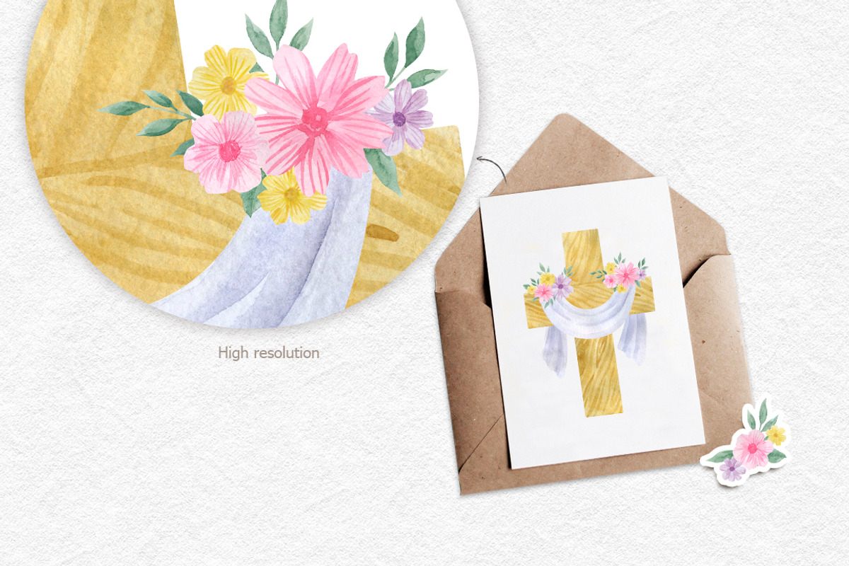 Watercolor Easter Cross clipart, an Object Graphic by CreativeByLu (Photo 3 of 4)
