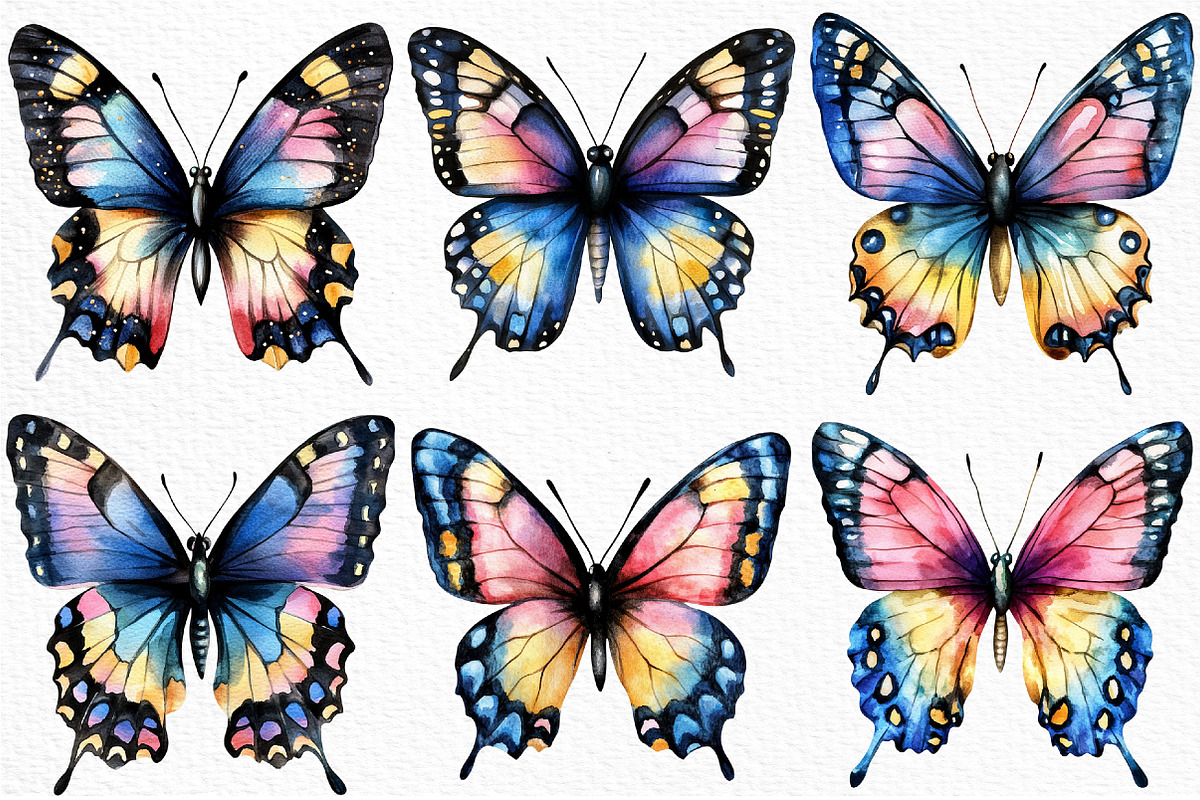 Watercolor butterflies clipart, an Illustration by Craft Nest (Photo 5 of 11)