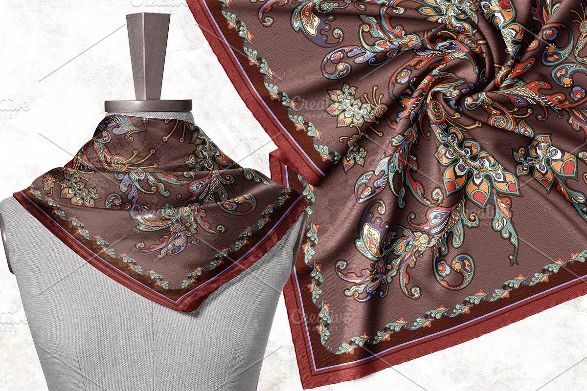 Autumn Baroque Paisley Silk Scarf, an Object Graphic by ilustrinna (Photo 5 of 10)