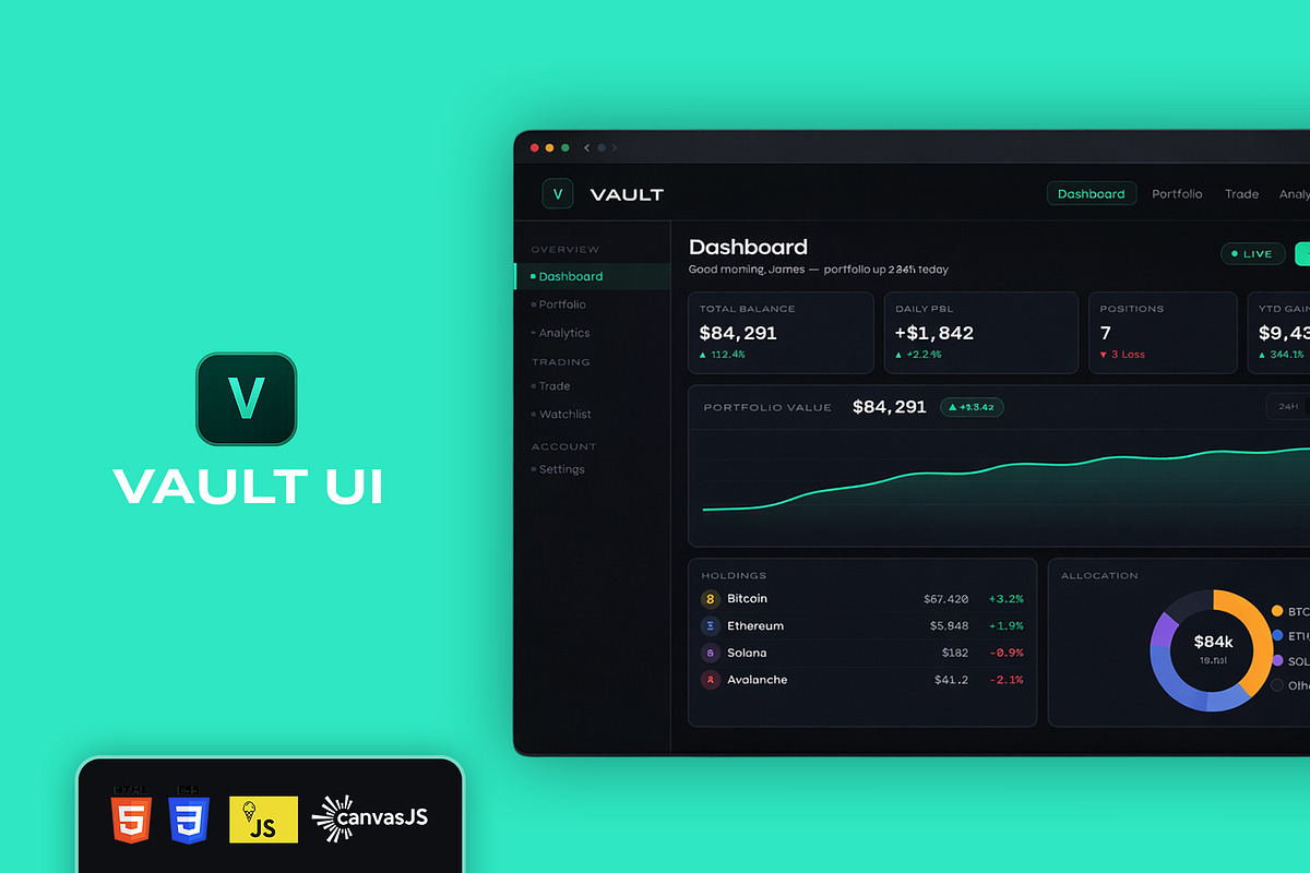 Vault UI — Finance & Crypto Template, a HTML Template by Layerform Design Co. (Photo 1 of 4)