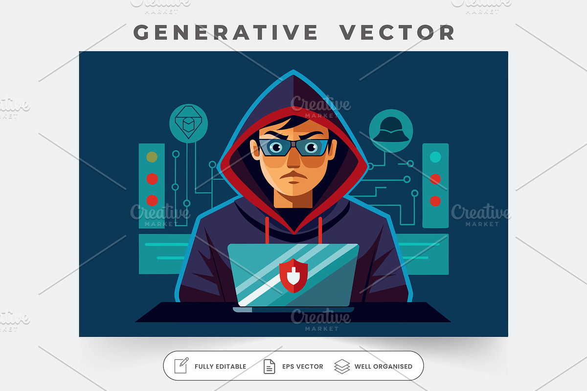 A hacker with glasses focuses intent, a Graphic by Iftikhar Alam