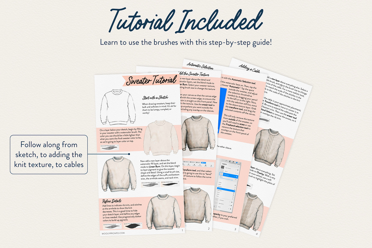 Sweater Knit Brushes For Procreate, a Brush Add-On by Wooly Pronto (Photo 11 of 11)