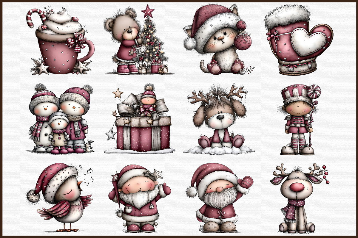 Cute Cartoon-Christmas Clipart Png, an Animal Illustration by Sublimation Artist (Photo 3 of 6)