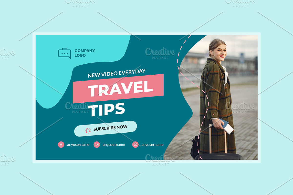 Travel Youtube Thumbnail Template, a Social Media Template by hekenostudio (Photo 3 of 6)