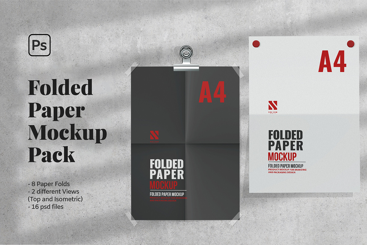 Folded Paper Mockup Pack, a Product Mockup by Nina Shaw (Photo 1 of 14)