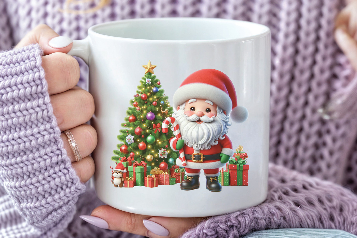 Watercolor Christmas Santa Tree PNG, a Work Illustration by CraftArtStudio (Photo 5 of 6)