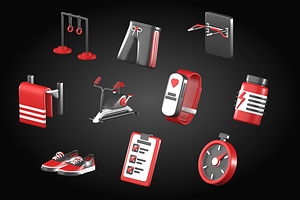 3D Gym And Fitness Icon Vol 2