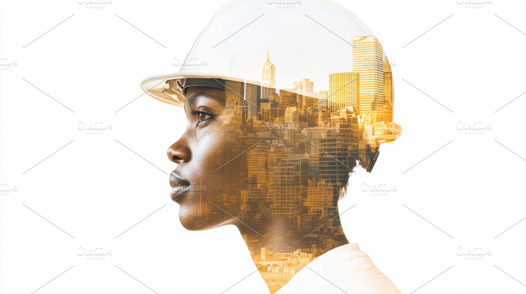 Double exposure of female constructi, a Photo by Dvoevnore photos