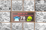 Alien Sci Fi Coloring Pages Bundle, a Brochure Template by LA Design (Thumbnail 1 of 10)