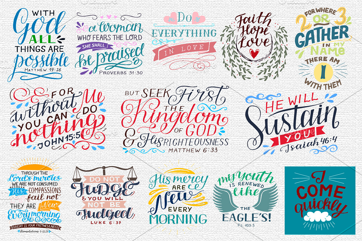 BUNDLE 64 BIBLE VERSES, an Illustration by Ola-la-la (Photo 6 of 12)