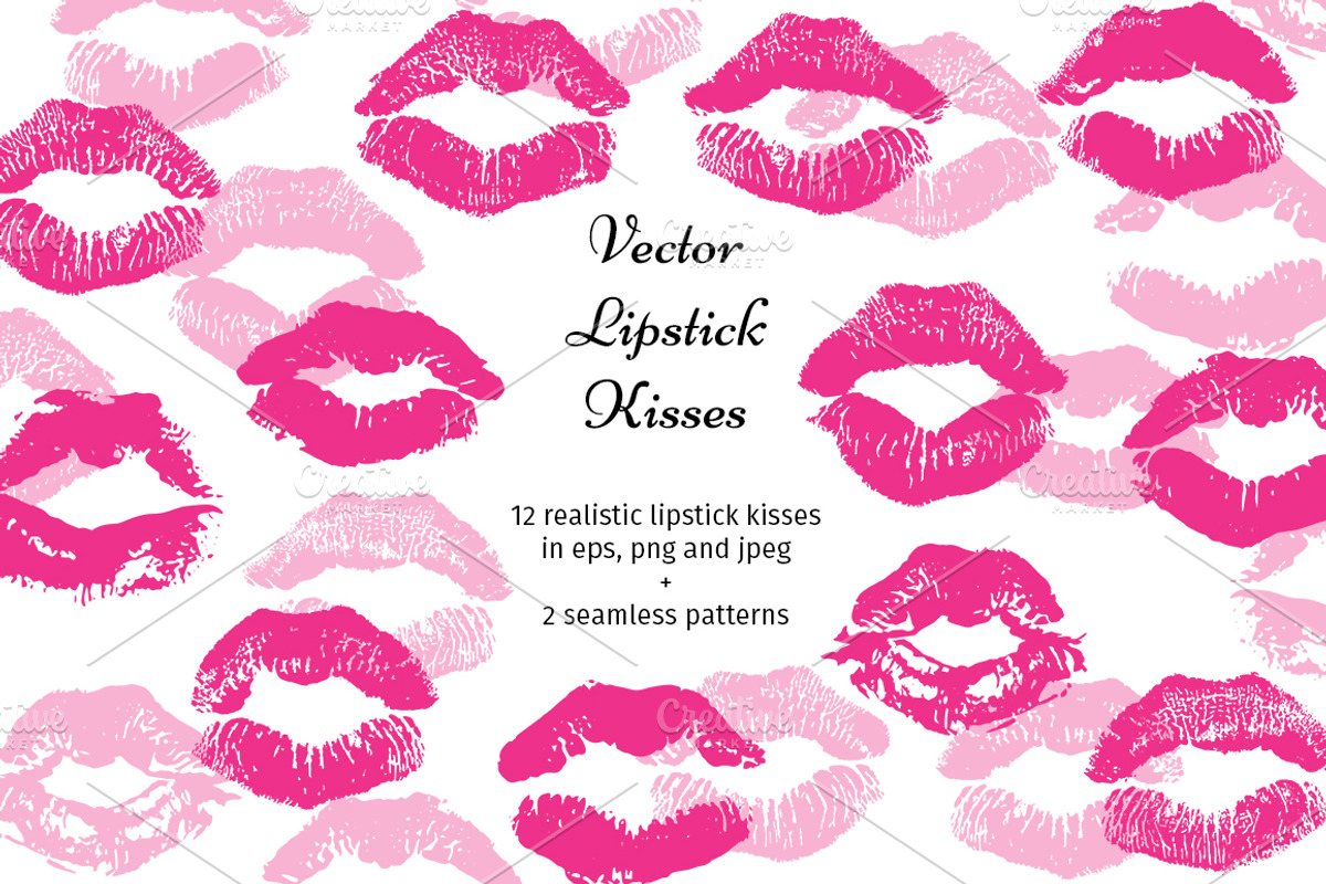 Vector Lipstick Kisses, an Illustration by Lina's store (Photo 1 of 5)