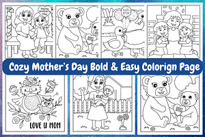 Cozy Mother's Day Coloring Book V-02, a Seasonal Illustration by Coco Bloom