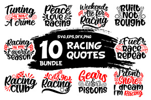 10 Racing Quotes Bundle Lettering, a Sport Illustration by Nokturnal13