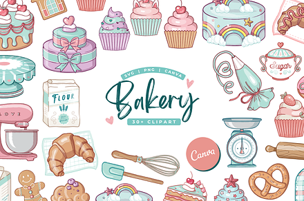 Bakery Clip Art Pack | SVG, PNG, EPS