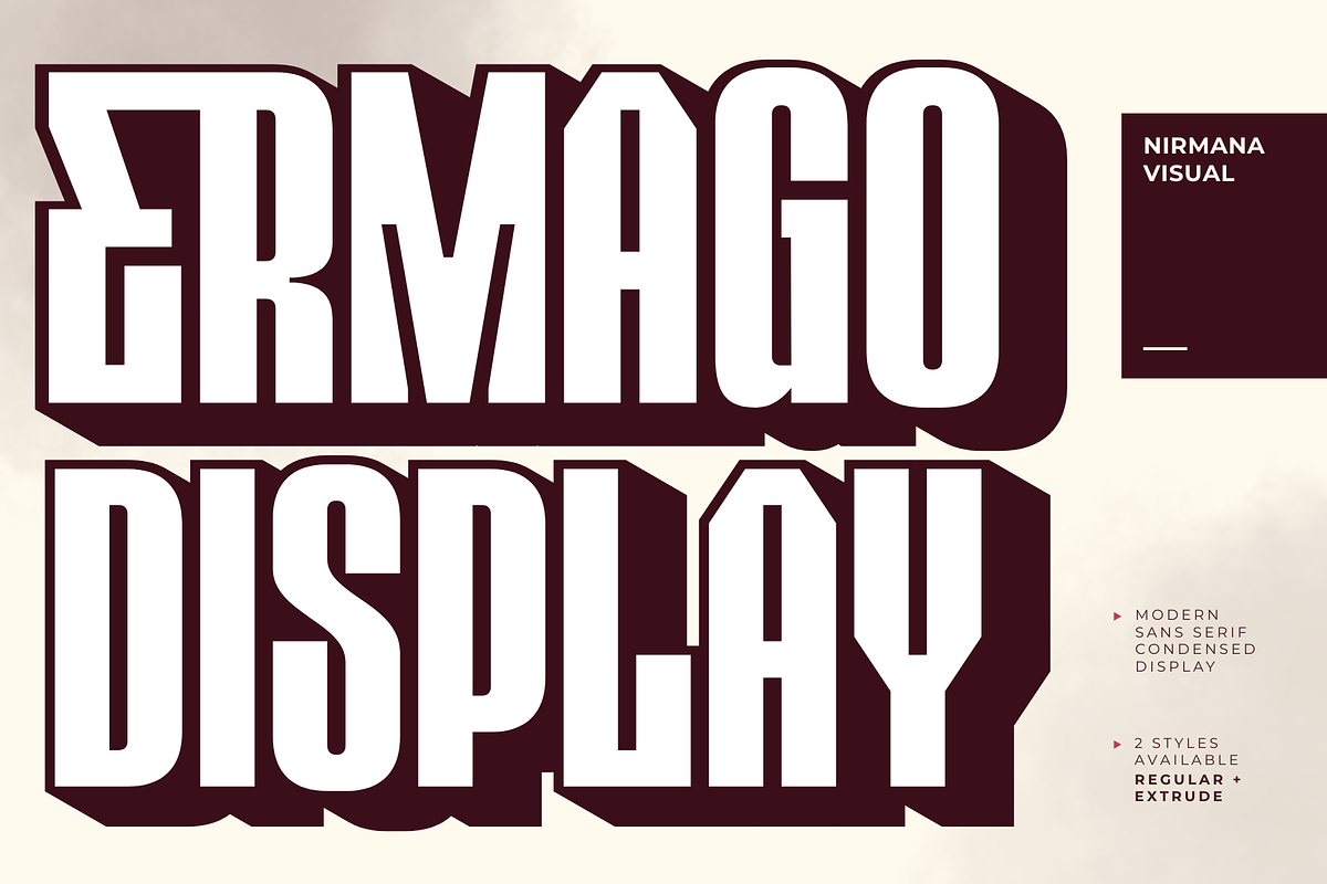 Ermago Display - Modern Extrude Logo, a Sans Serif Font by Nirmana Visual (Photo 1 of 14)