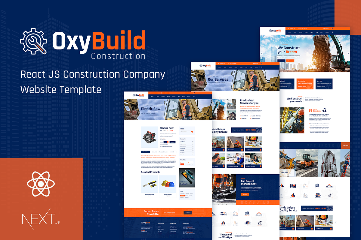 React Construction Template, a React Template by HasThemes (Photo 2 of 3)