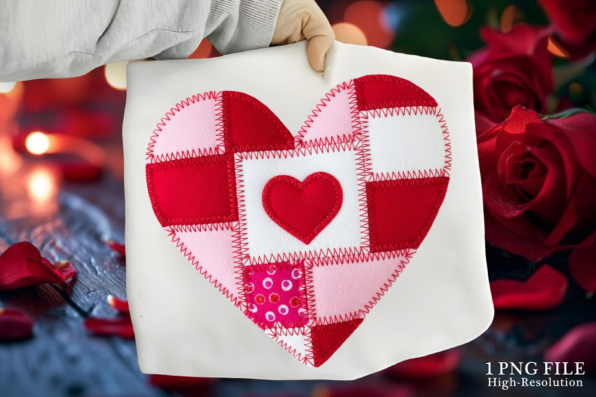 Valentine Patchwork Heart PNG, an Illustration by Canvas Craft (Photo 1 of 7)
