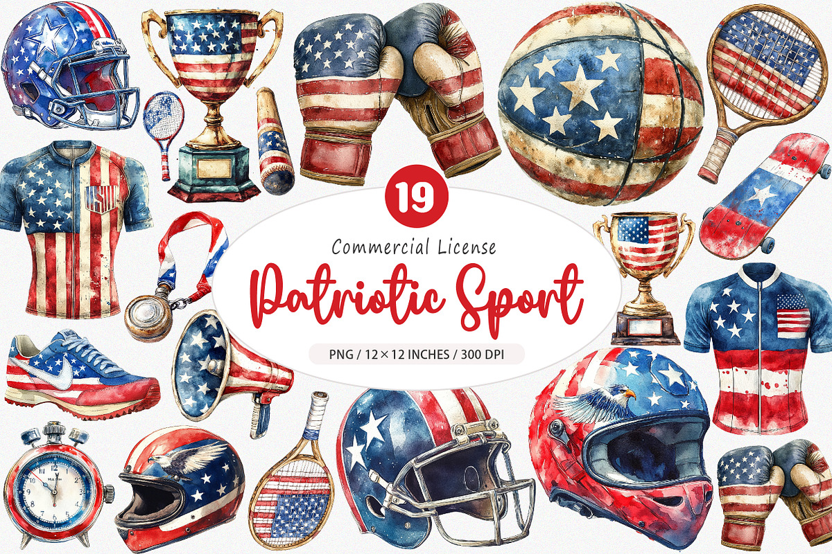 Retro Patriotic Sport PNG, an Illustration by SinaCreation (Photo 1 of 5)