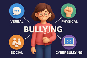 Types of Bullying. Educational illus, a School & Education Photo by angellodeco