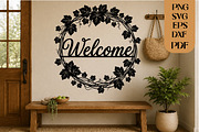 Vine Wreath Welcome Laser Cut SVG, an Object Graphic by DreamCafeArt (Thumbnail 1 of 3)