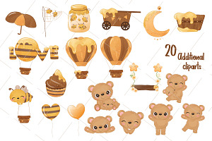 Adorable Honey And Baby Bear Clipart