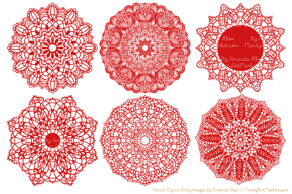 Red Round Lace Doilies, an Illustration by Amanda Ilkov (Photo 3 of 4)