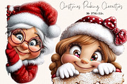 Christmas Peeking Characters Clipart, a Seasonal Illustration by SVGArt (Thumbnail 1 of 5)