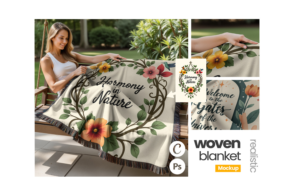 Woven Blanket Mockup, an Apparel Mockup by Mockups Studio (Photo 1 of 9)