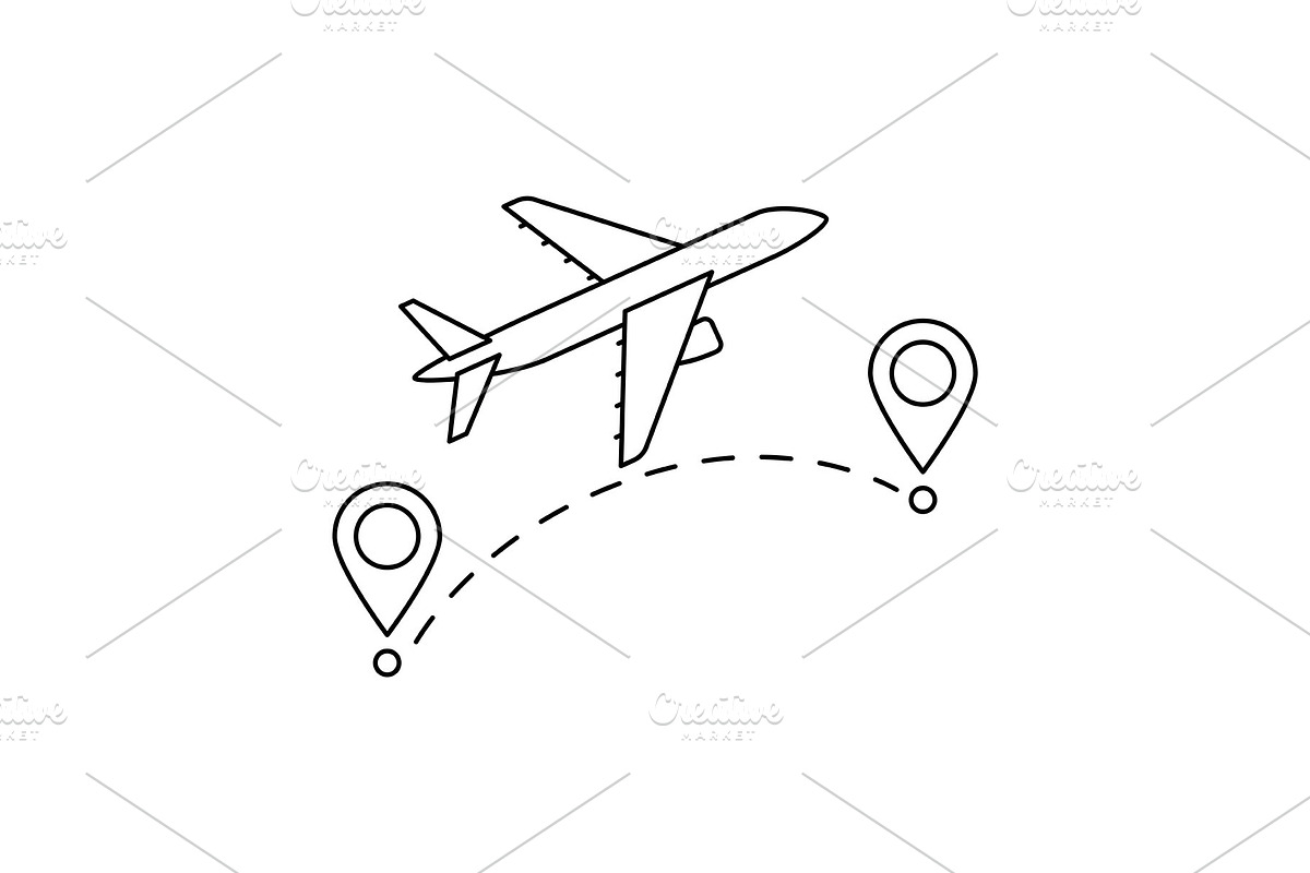 Airplane with markers icon., a Transportation Illustration by incomible