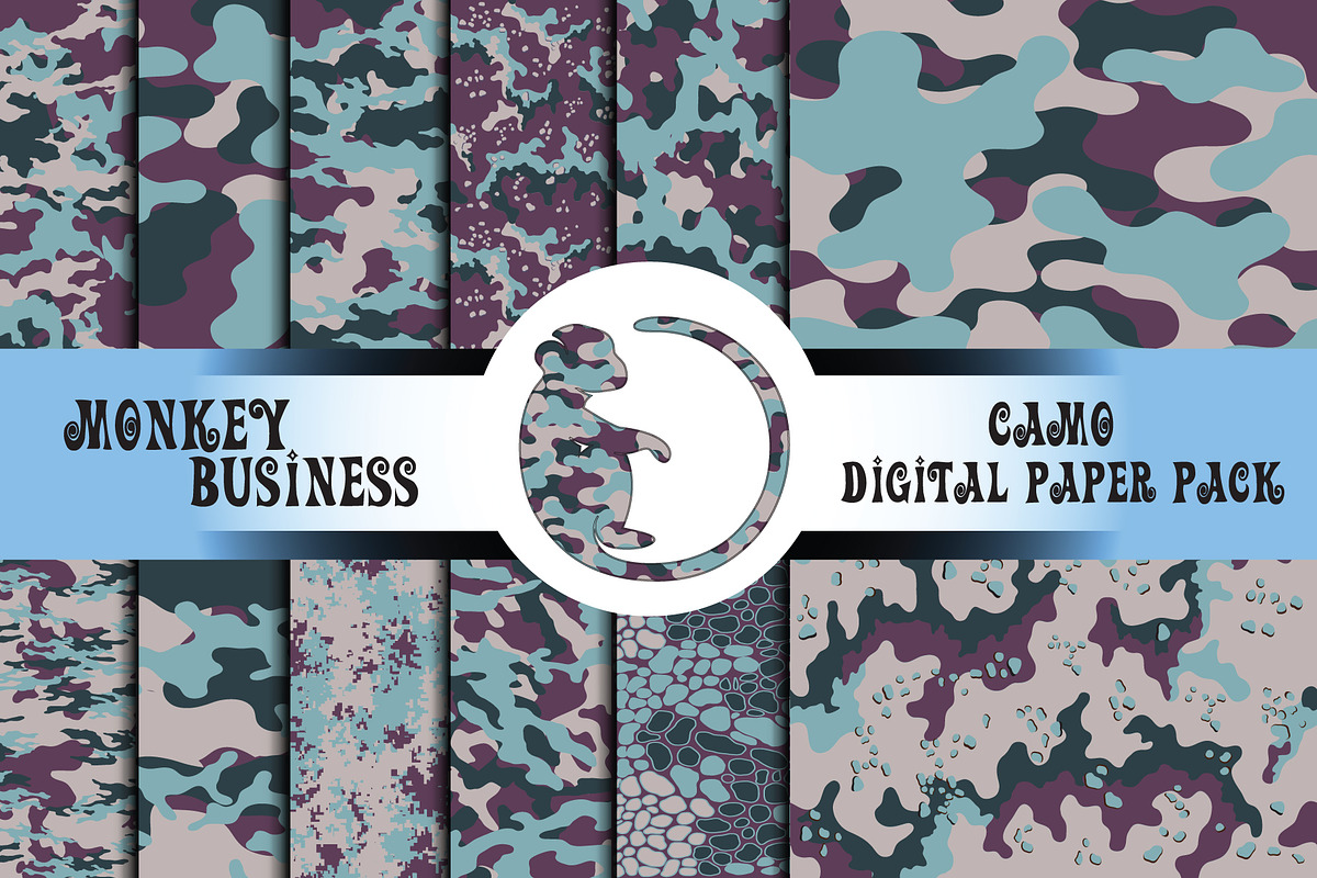Fashionable camo digital paper pack, a Texture Illustration by Monkey Business (Photo 1 of 8)