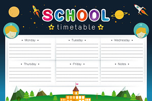 School Timetable, Schedule,Weekly, a Card Template by essense