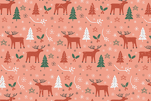 Christmas retro pattern with reindee, a Texture Illustration by JYa_Design