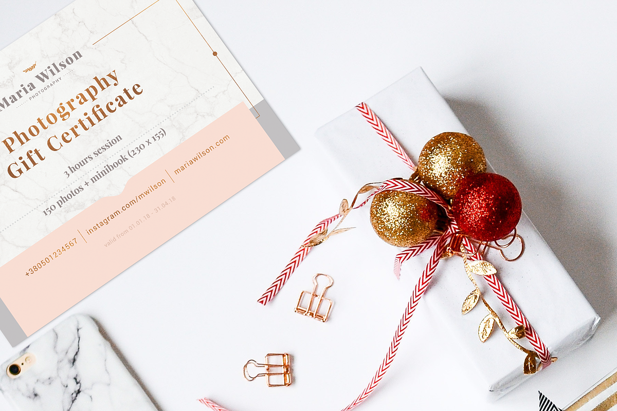 Gift certificate - Marble, Rose Gold, a Card Template by ArealPro (Photo 10 of 20)