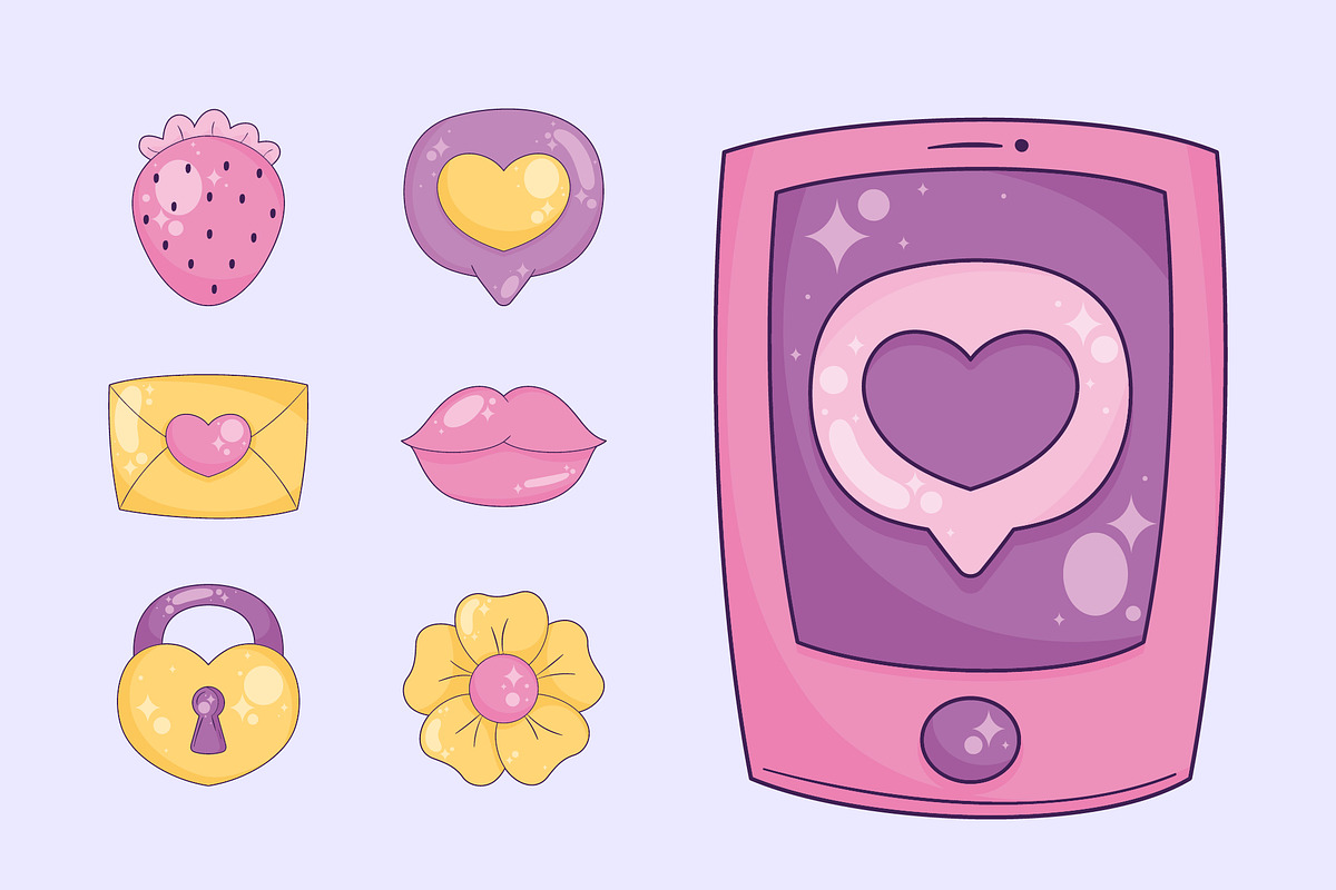 Cute Love and Romance Vector Icons preview 3