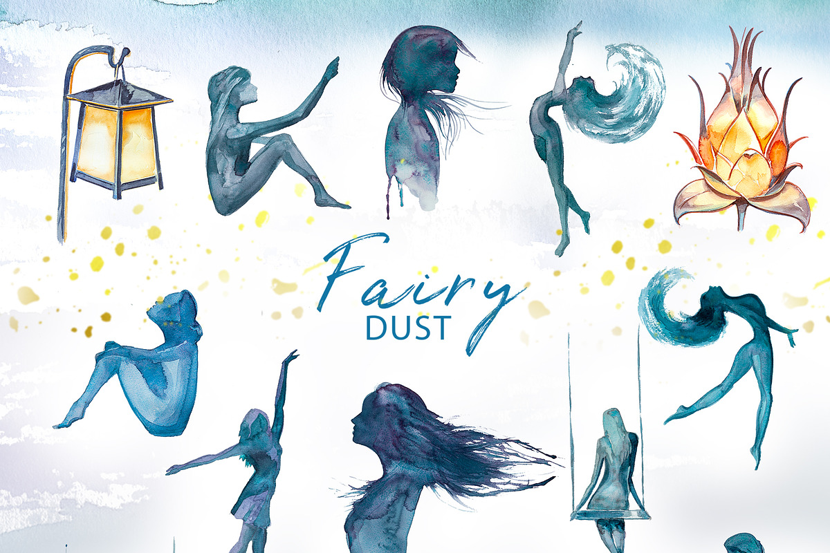 Watercolor Fairy Dust Clipart Set, a Person Illustration by ArtCreationsDesign (Photo 9 of 10)