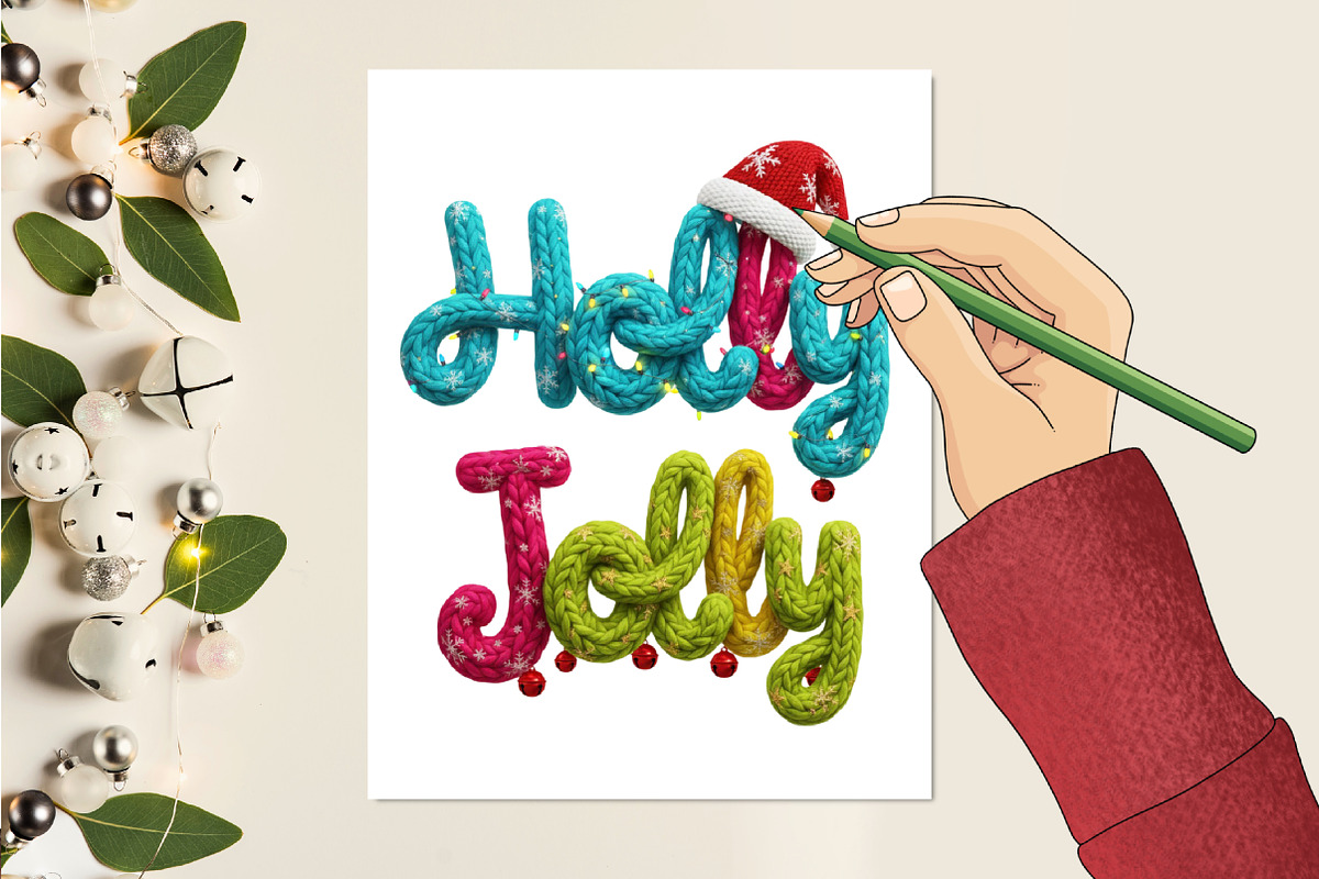 Holly Jolly Png Christmas Faux Yarn, an Illustration by designcity5 (Photo 6 of 8)
