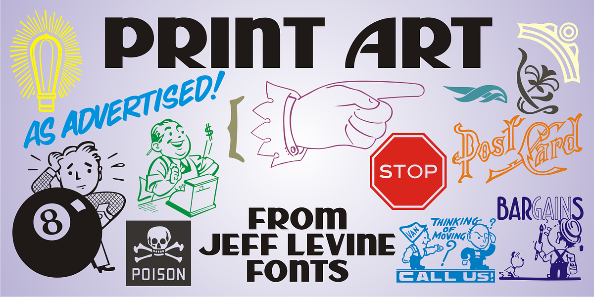 Print Art JNL, a Symbol Font by Jeff Levine Fonts
