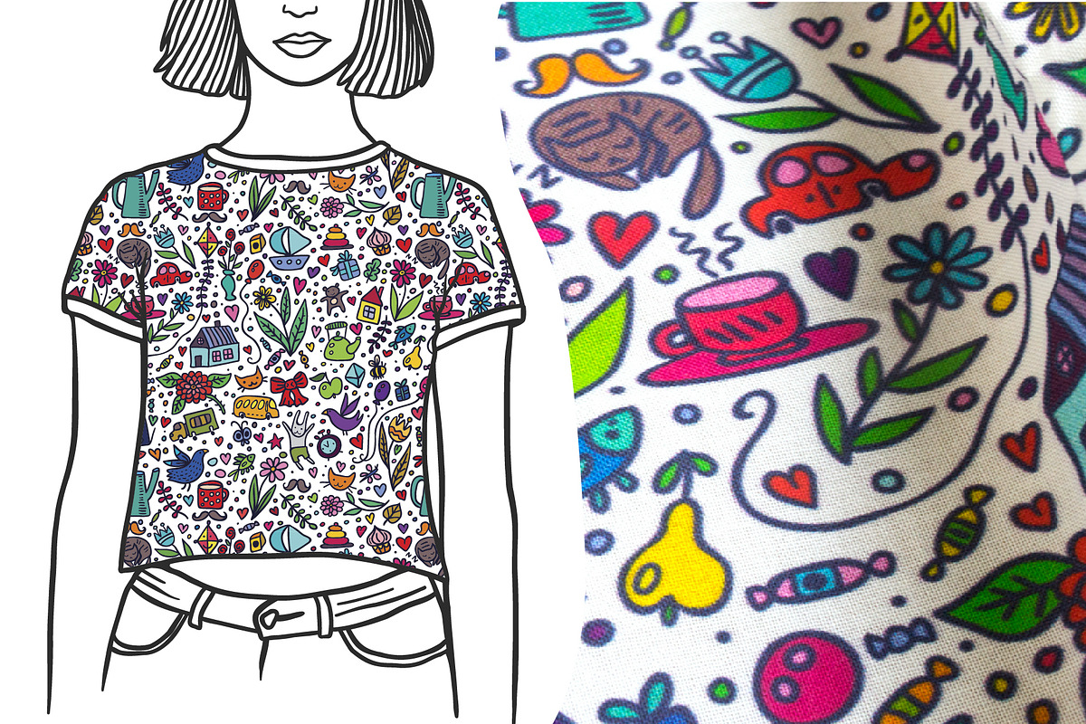 60 Funny Doodle + 14 Patterns, an Object Graphic by Apolinarias Art (Photo 9 of 9)