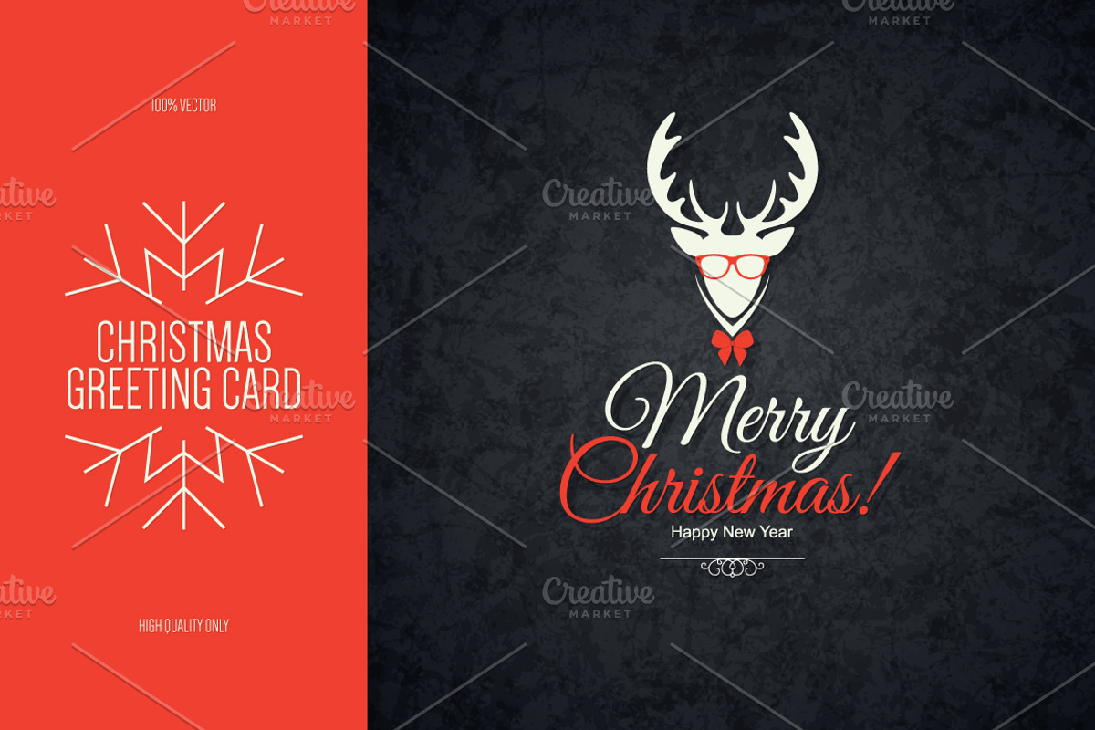 Christmas and New Year greeting card, a Card Template by Restaurant Menu & Logos