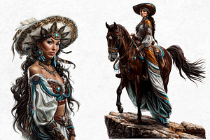 Native Spirit Cowgirls Clipart