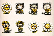 whimsical safari sunflower clipart, an Illustration by GatewayDesign (Thumbnail 4 of 9)