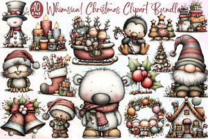 Whimsical Christmas Clipart Bundle, an Illustration by Sublimation Artist