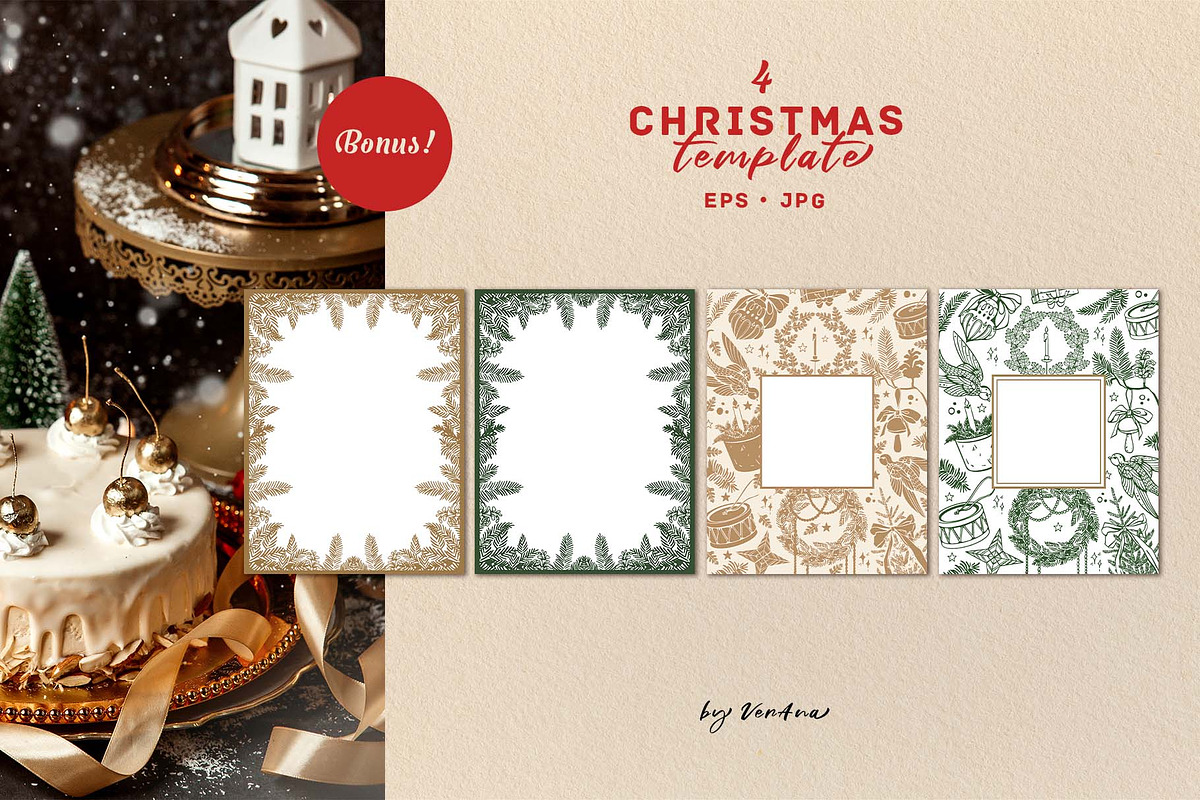 Vintage Christmas Vector Retro Set, a Seasonal Illustration by VerAna (Photo 17 of 18)
