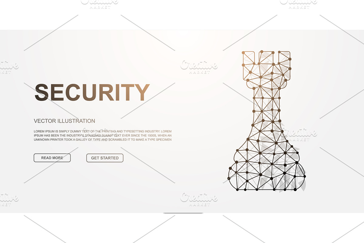 Polygonal wireframe rook chess piece, a Technology Illustration by GraphiShop